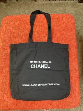 My Other Bag is Chanel Black Cotton Tote Bag